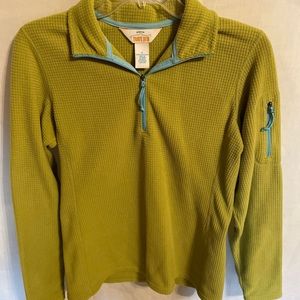 Orvis Quilted Shirt Women’s Size Small Green Zip Collar Trout Bum Arm Pocket